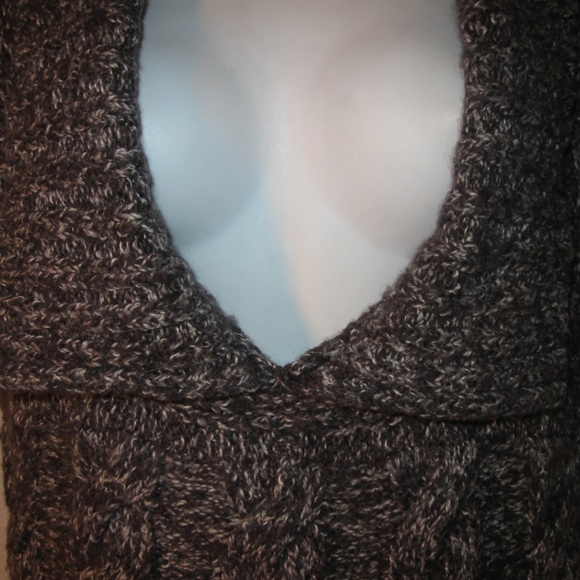 Anthro Lux Deep V-Neck Cableknit Sweater M - Picture 3 of 5